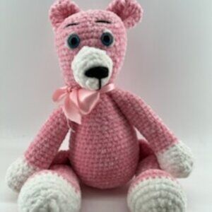16" Pink Amigurumi Crochet Bear.